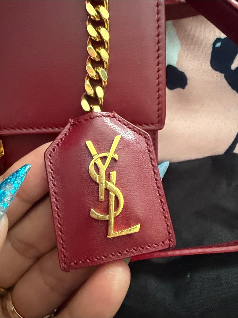 Saint Laurent mini  Burgundy Leather Crossbody Bag with Gold Hardware - Picture 3 of 10